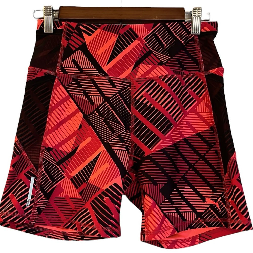 PUMA BE BOLD GRAPHIC COMPRESSION WORKOUT SHORTS PINK BLACK SIZE MEDIUM